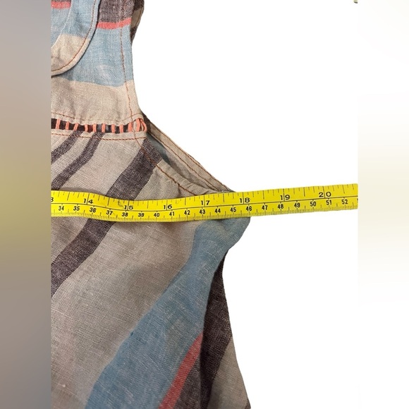 Anthropologie Maeve Linen Striped Tie Front Sleeveless Shirt Sz 2 - Picture 5 of 7